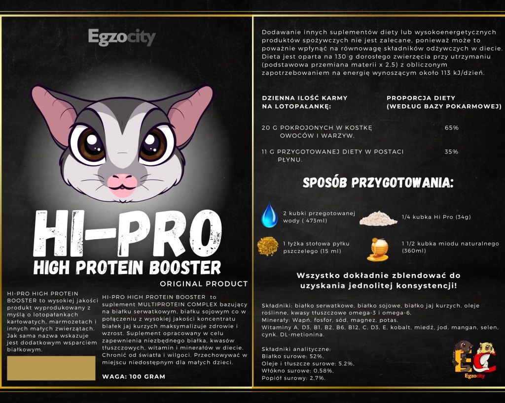 Lotopałanka karłowata HI-PRO BOOSTER 400g marmozeta tamaryna