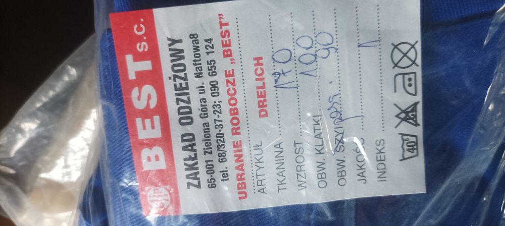 Ubranie robocze niebieskie spodnie  i bluza