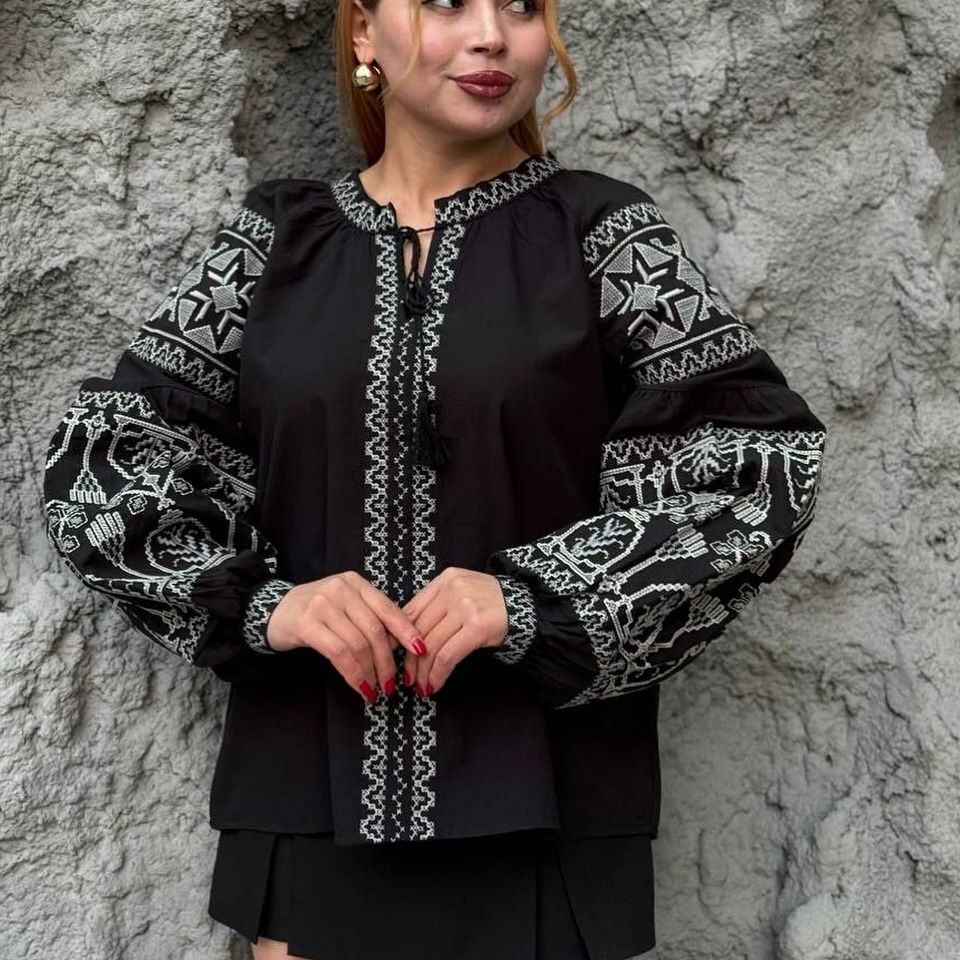 Натуральна вишиванка великих розмірів ХЛ, ХХЛ, 3ХЛ, 4ХЛ