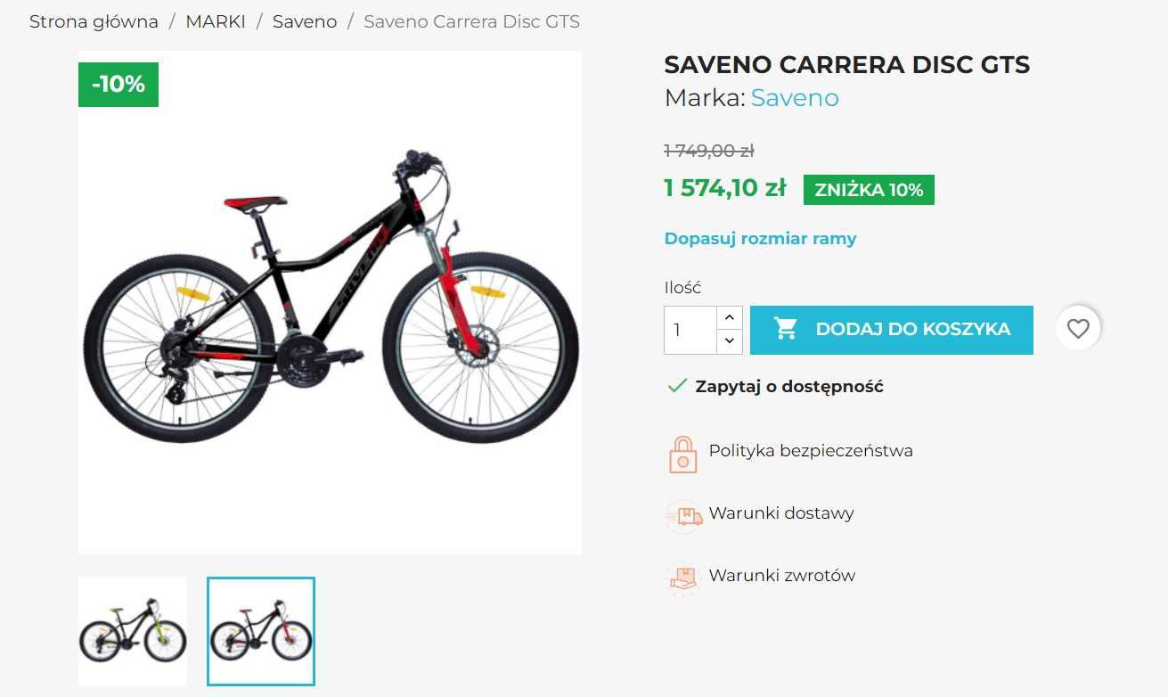 Rower Polski Saveno Carrera Disc MTB Junior