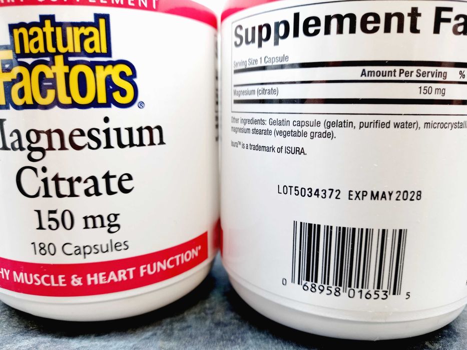 Natural Factors, Magnesium Citrate 150 мг (180 капс.), магний цитрат