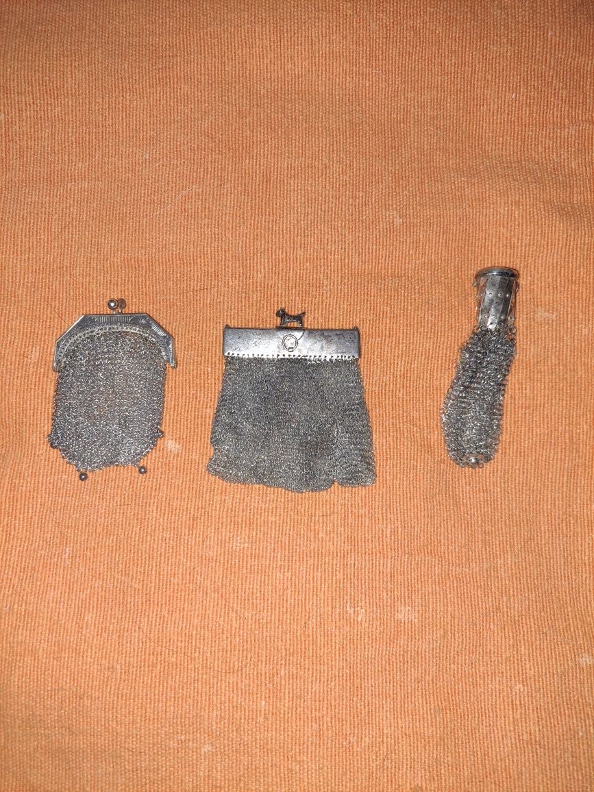 Porta moedas de senhora antigos em prata