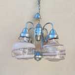 Lustre / Candeeiro suspenso 4 globos de vidro Murano Mazzega