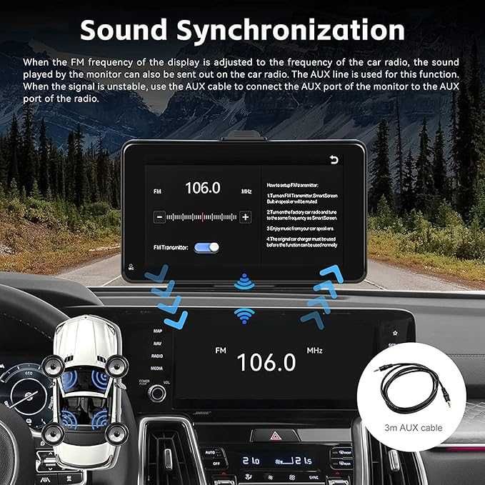 7-calowe dotykowe radio samochodowe z CarPlay, Android Auto SIXTOP