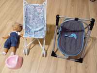 Zestaw wózek spacerówka dla lalek, + lalka + bujak + lalka Natalia