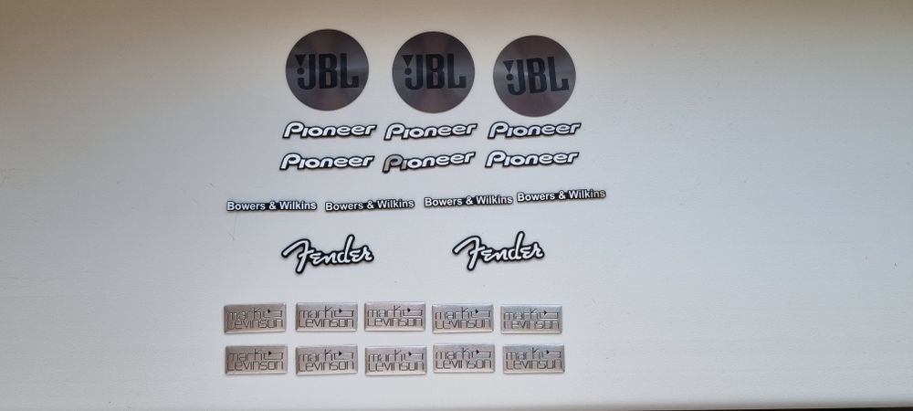 наклейки шильдики эмблемы Pioneer  Mark Levinson  Fender B & W. usa