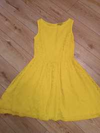 Słoneczna zółta sukienka koronka 158 reserved