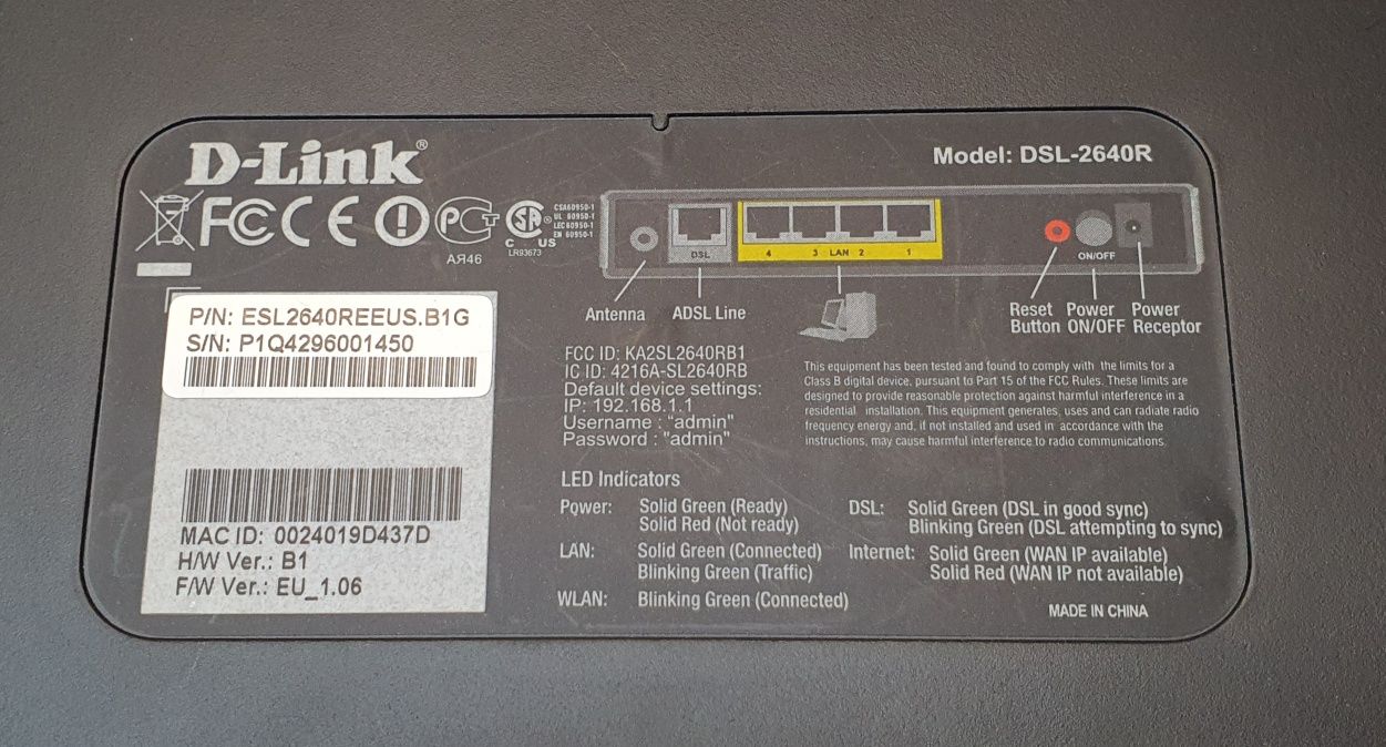 Router wi-fi D-Link DSL-2640R - sprzedam lub zamienię