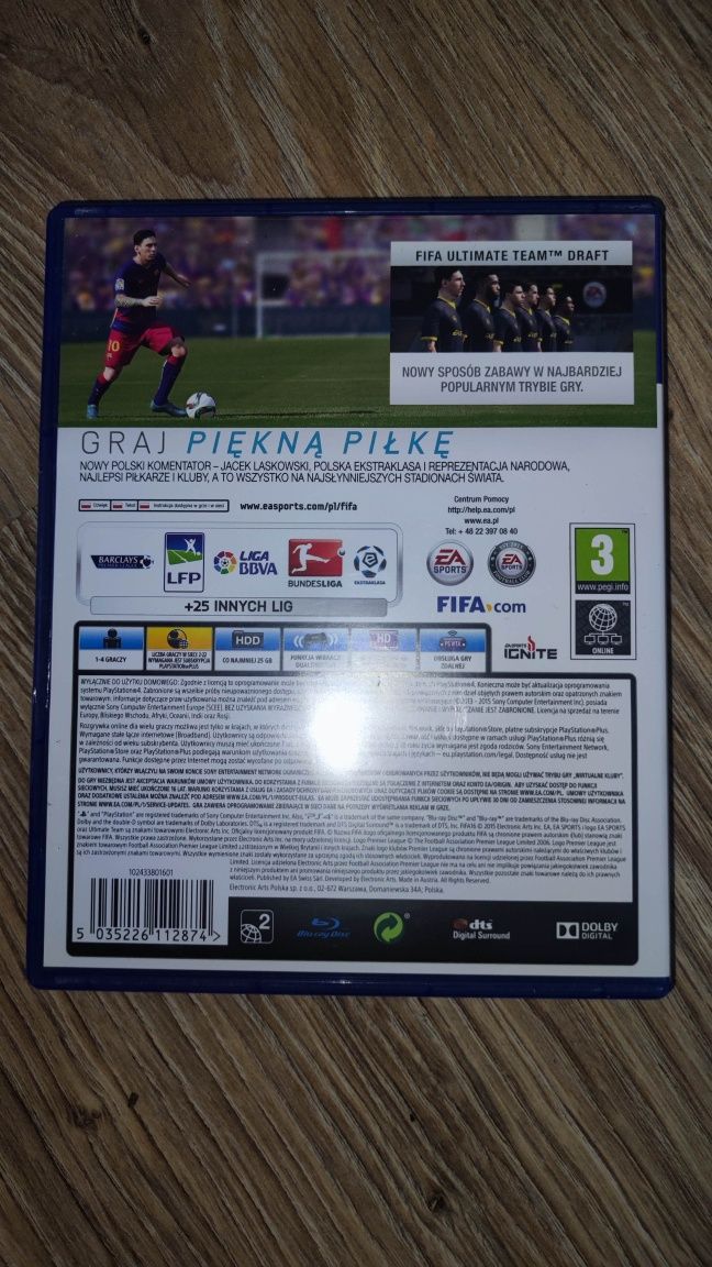 Gra Fifa 16 na konsolę PlayStation 3.