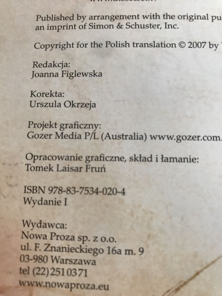 Sekret Rhonda Byrne Wydanie I