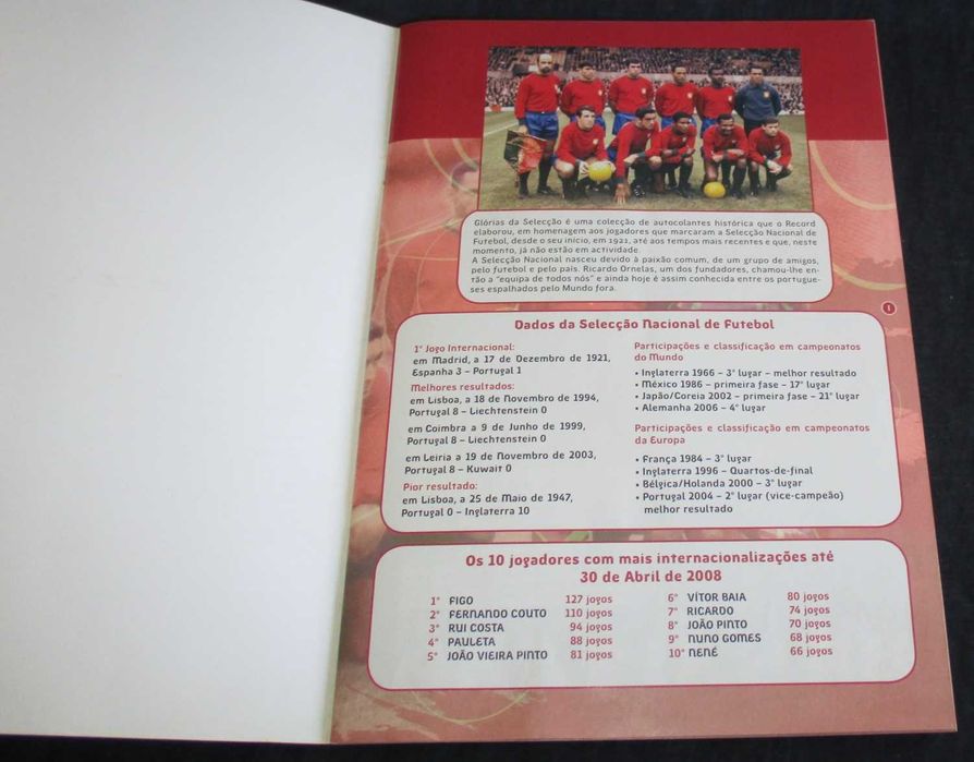 Livro Álbum Glórias da Selecção Record Completa
