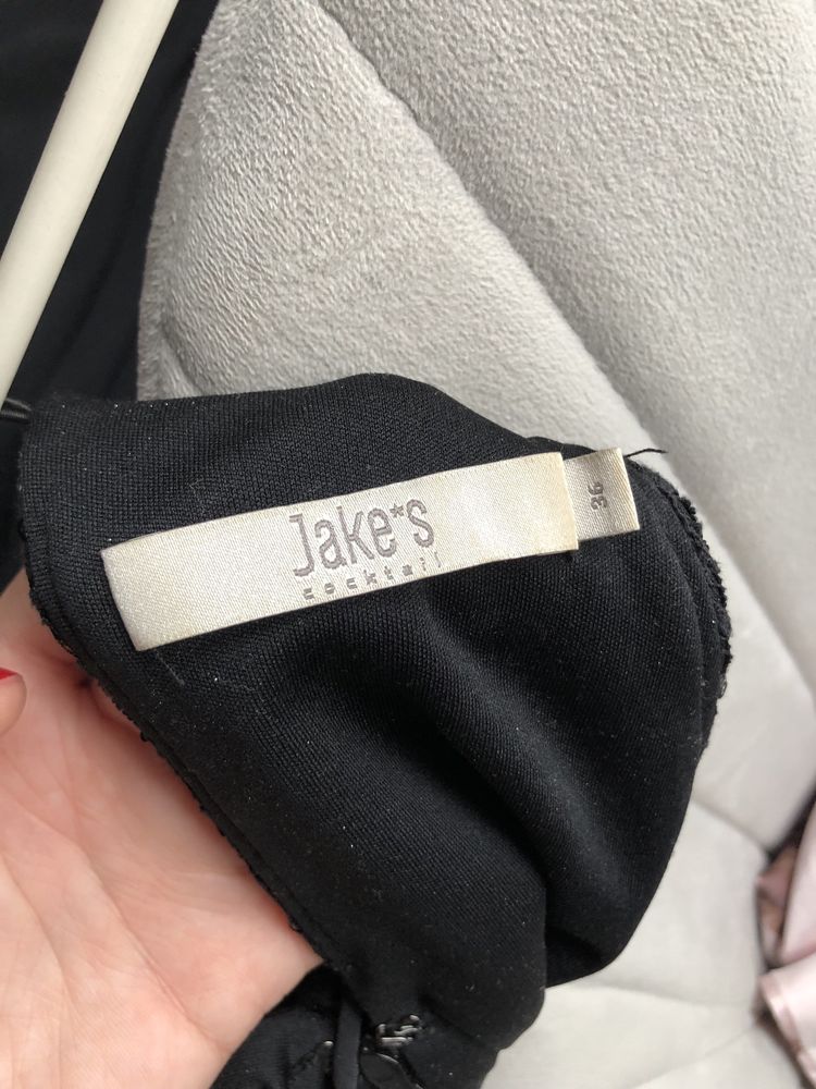 czarna elegancka długa suknia balowa cekiny maxi studniówka S 36 Jakes