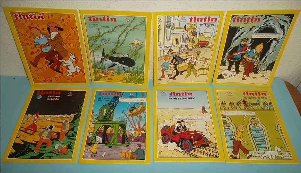 Coleção de 8 cadernos escolares Tintin, edição nacional