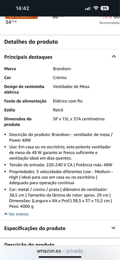 Ventoinha de chão optima qualidade