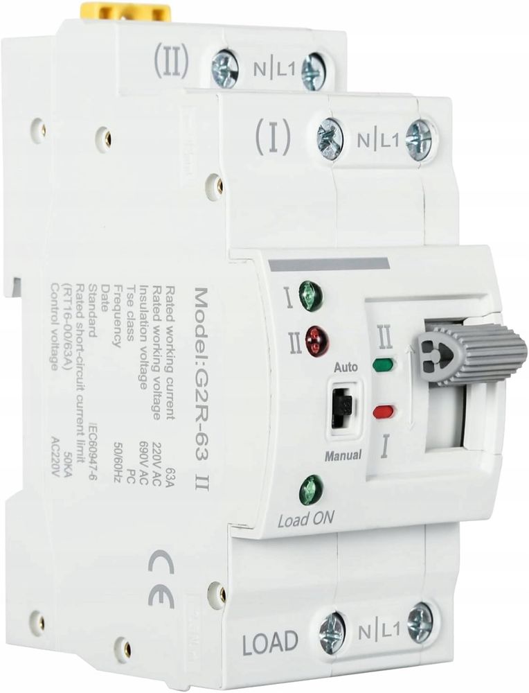 Przełącznik transferowy DEWIN, G2R 63A na szynę DIN ATS 220V