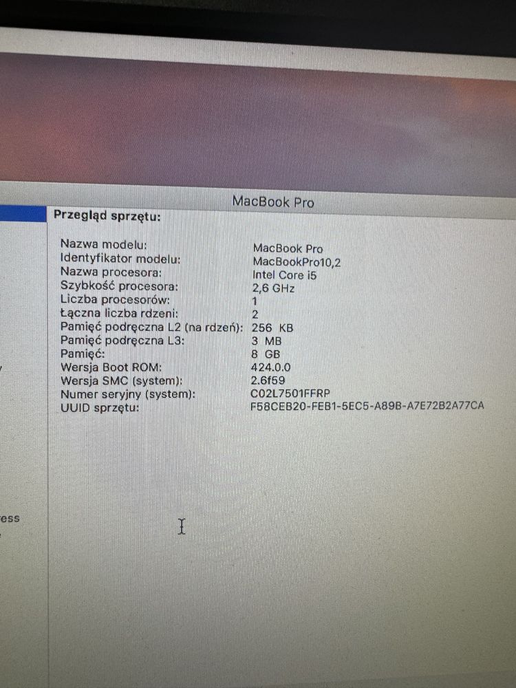 PŁYTA GŁÓWNA Macbook Pro a1425 (EMC 2672) 2013 I5/8GB/250GB + trackpad