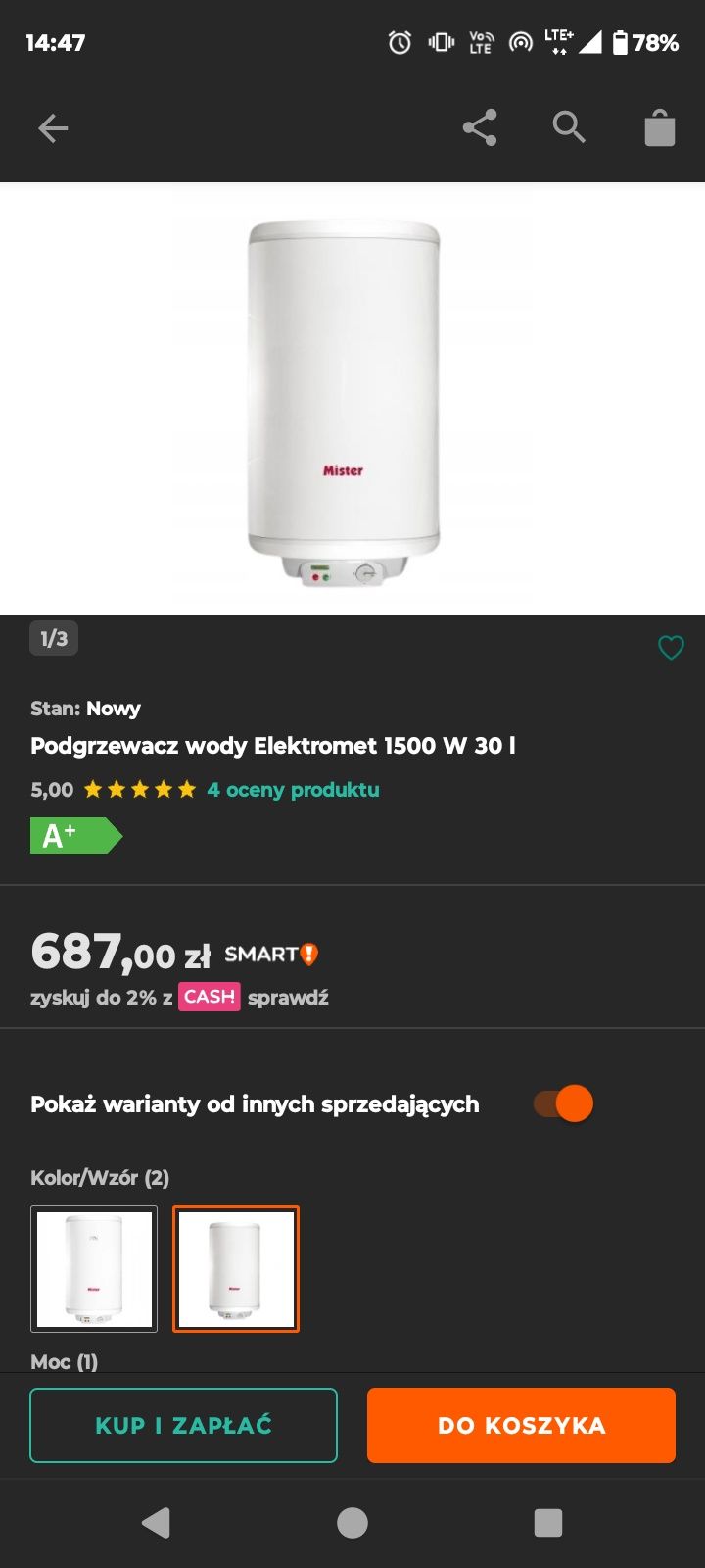 Bojler elektryczny 30 l Elektromet