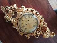 Złoty Zegar Kartel kartelowy drewniany pozłacany Gustaw retro barok