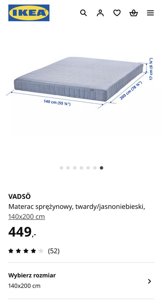Łóżko HEMNES 140 x 200 cm z materacem i szufladami
