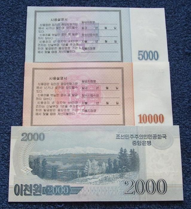 KOREA PÓŁNOCNA Komplet Banknotów Kolekcjonerskich w Stanie UNC ZESTAW