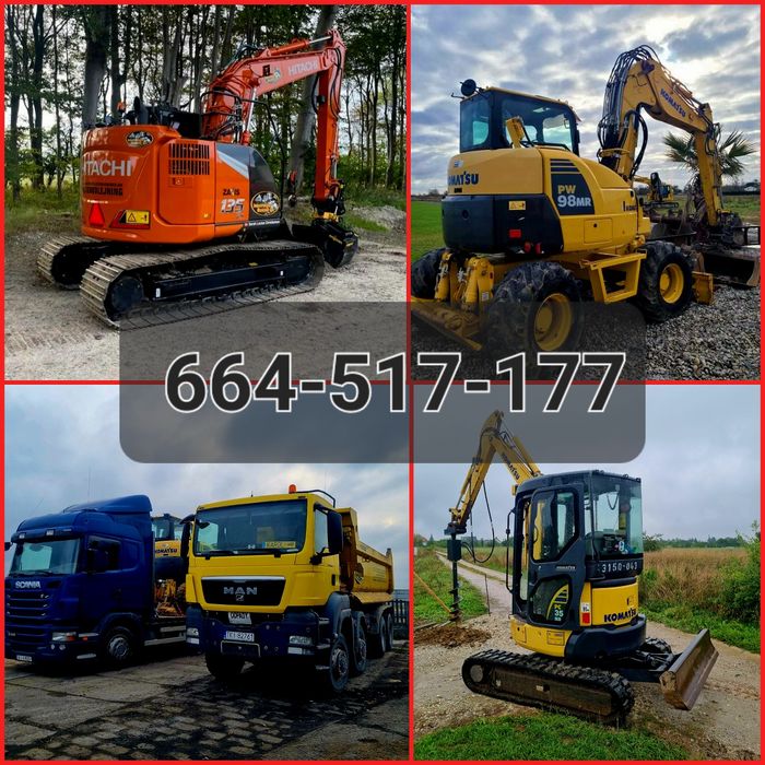 Usługi koparką, minikoparką, gąsienicową, wyburzenia, utwardzanie tere