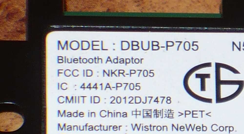 Bluetooth Adaptor DBUB-P705 - TV Panasonic TX-L47WT60E