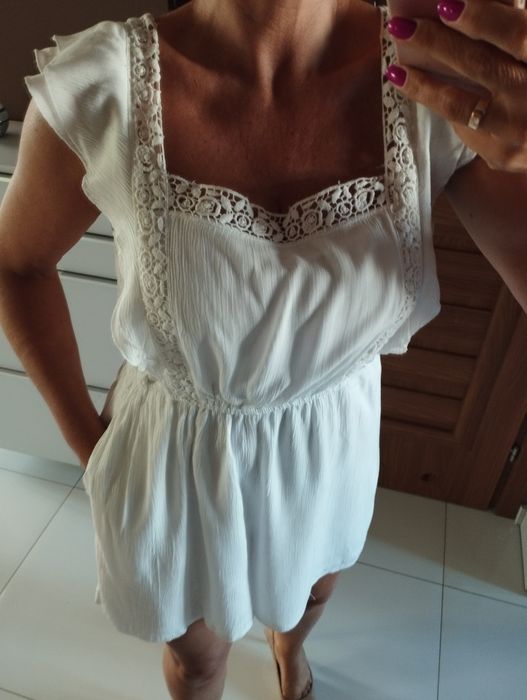 Biały kombinezon boho rozmiar L /XL