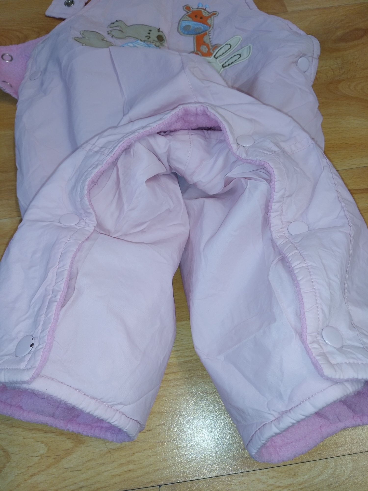 Spodnie ocieplane na szelki zimowe dla dziewczynki rozmiar 74 cm