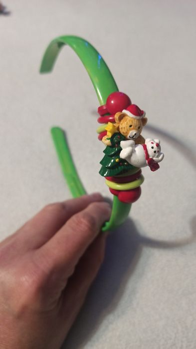 Opaska do włosów dla dziewczynki z Mikołajem Ozdoba do włosów Mikołaj