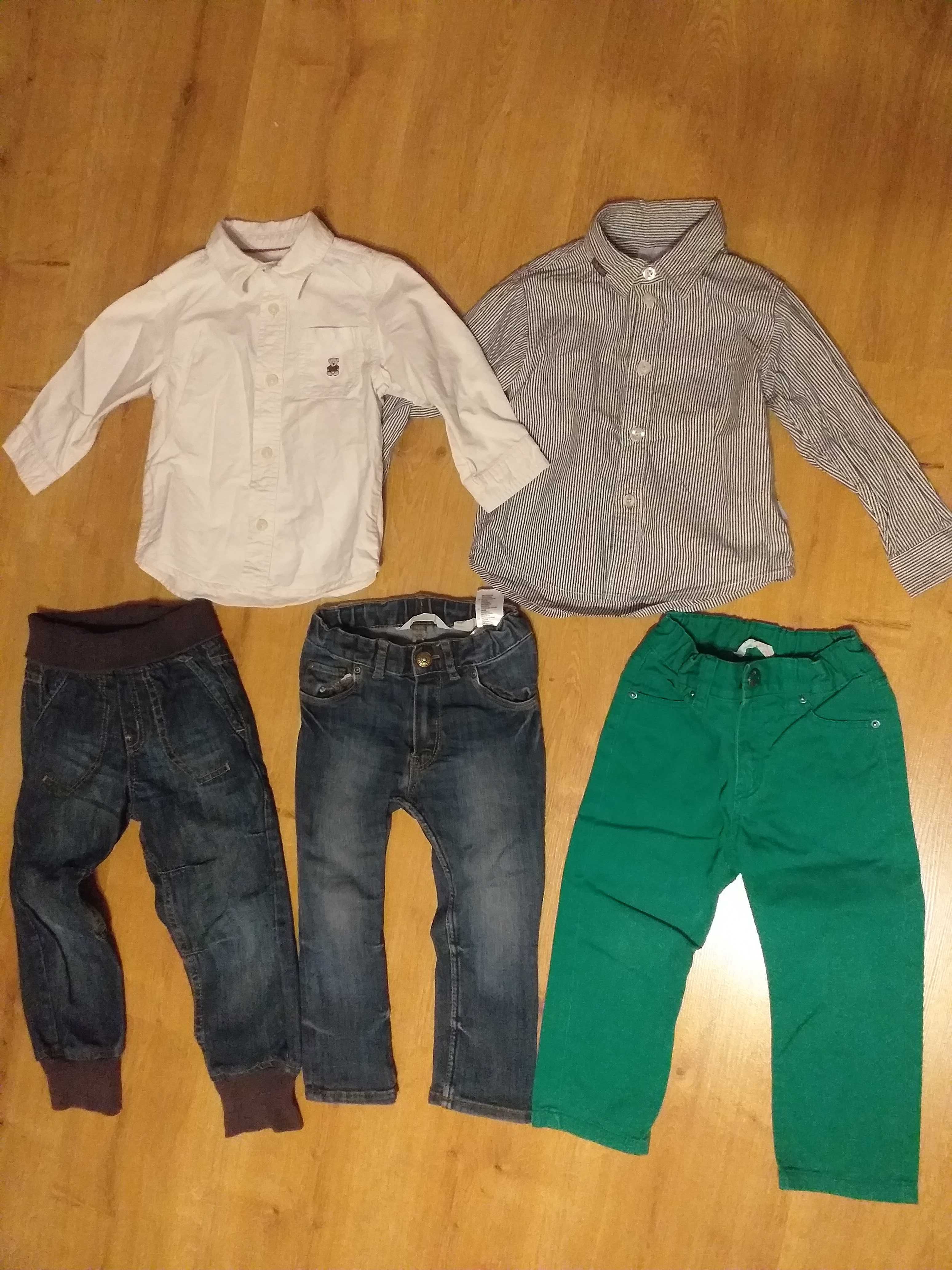 Spodnie jeansowe JEANSY chłopięce H&M + KOSZULE Carters Smyk r.92