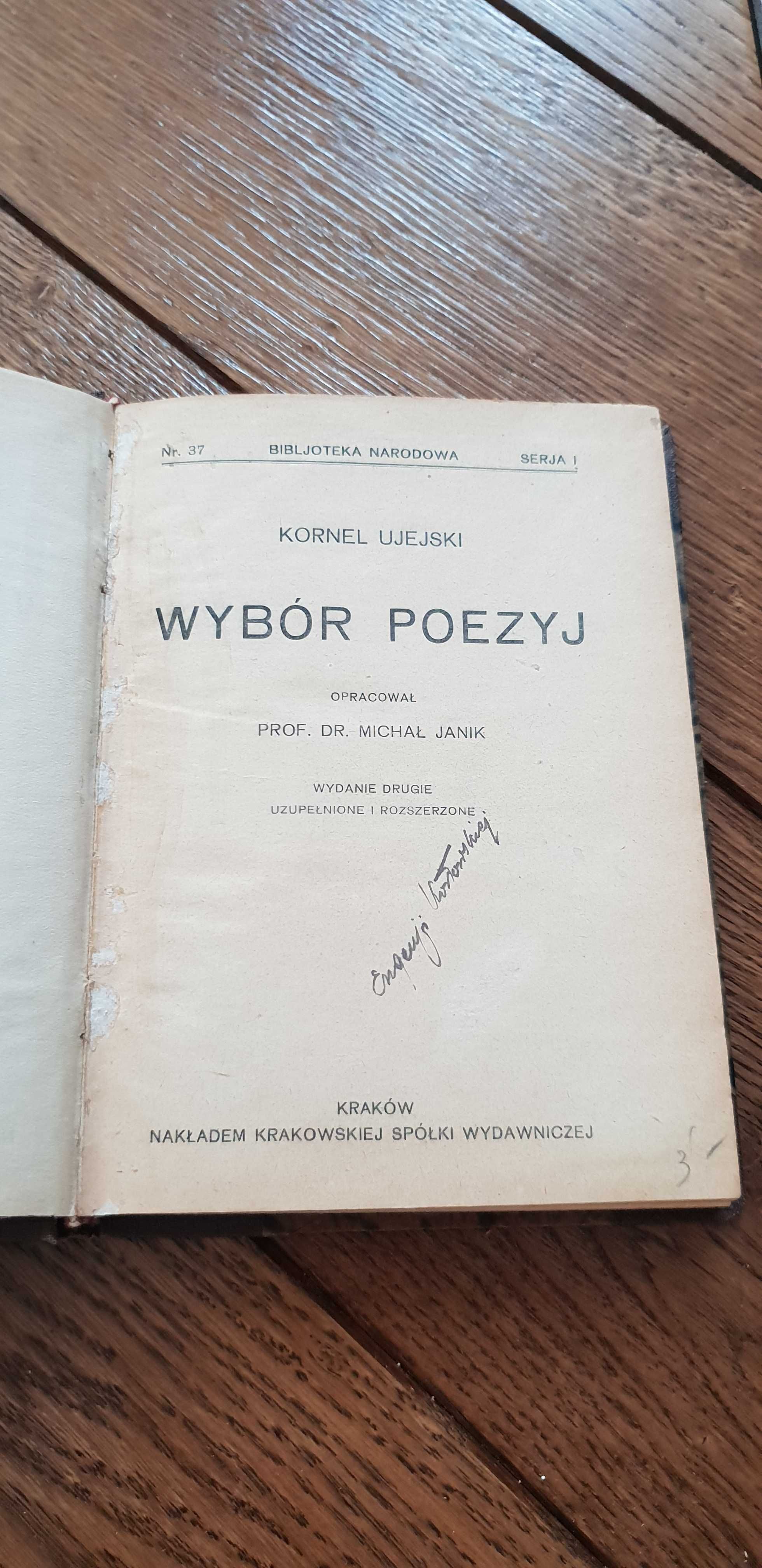 Książka rok 1924 "Wybór poezyj" Kornel Ujejski