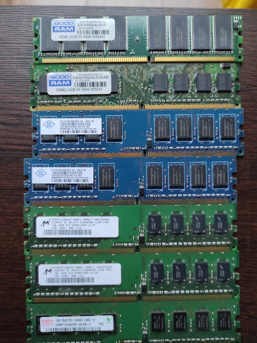 Kości RAM różne rodzaje SDRAM, DDR, DDR2, DDR3,