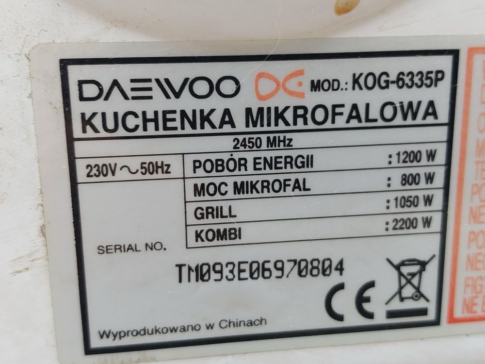 Kuchenka mikrofalowa Daewoo KOG-6335P