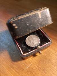 Moeda em prata Antiga 1915 10 Centavos + Caixa vintage madeira
