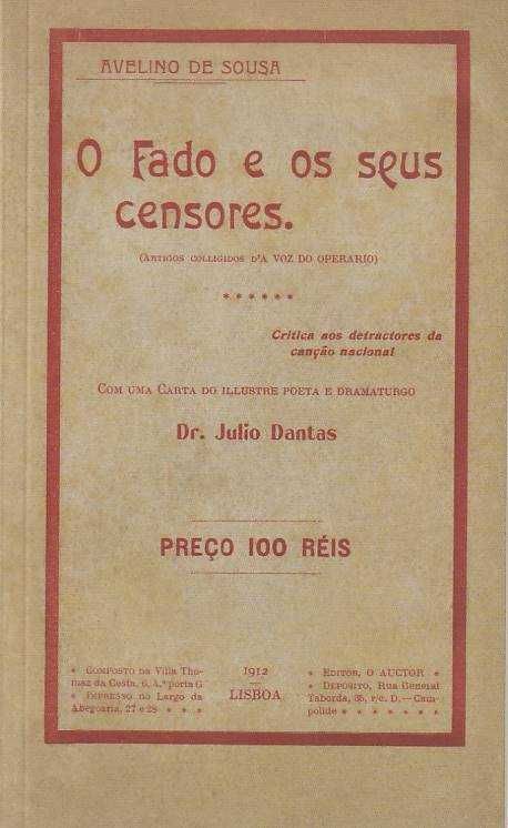O Fado e os seus censores (Fac-Simile)-Avelino de Sousa