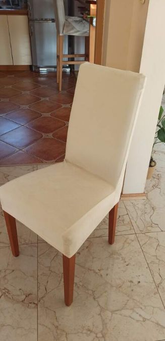 Zestaw 4 szt. pokrowce na krzesło beż BEŻOWE elastyczny beż