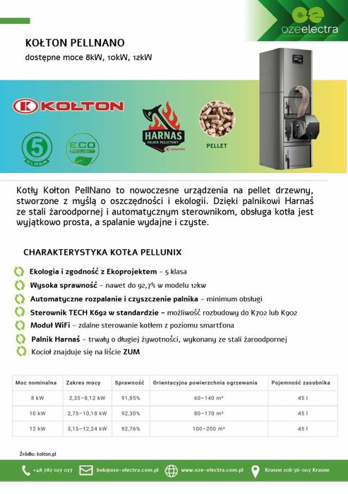 Kołton Pellnano 8kw - dostawa gratis