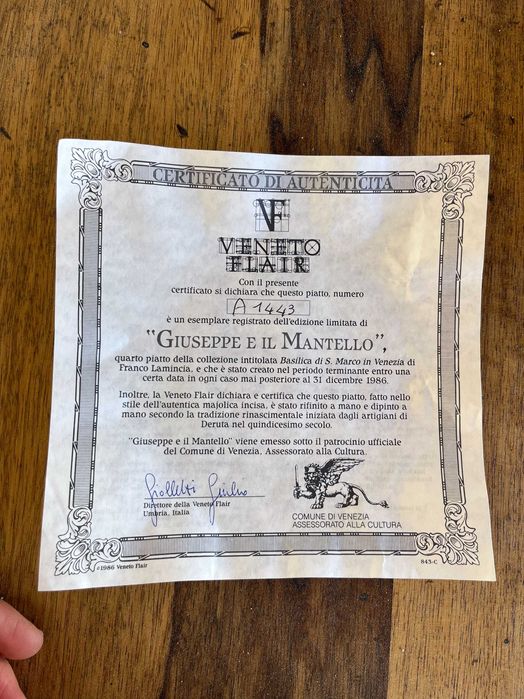 Pratos de coleção de Franco Lamincia - assinado pelo autor , 1986