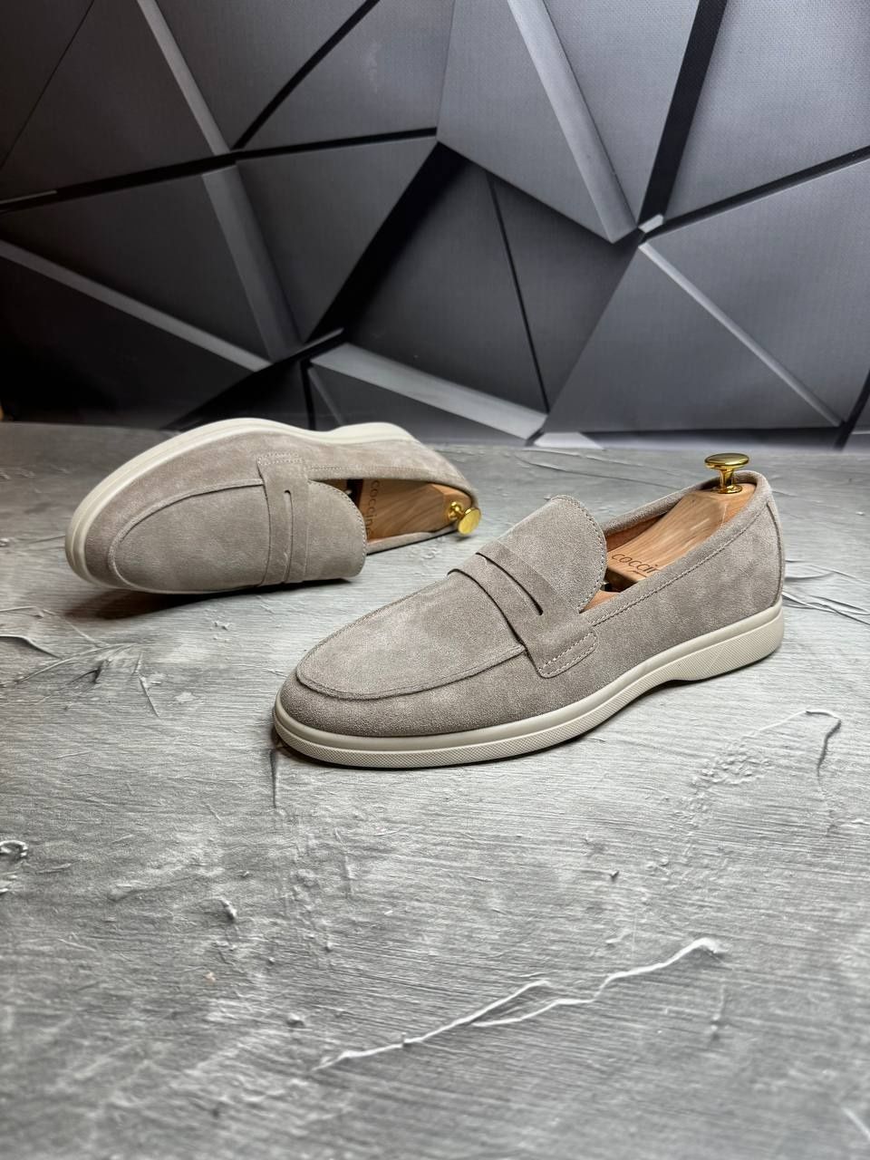 Лоферы замшевые бежевые мужские LORO PIANA Suede BEZH! Туфли Лоферы!