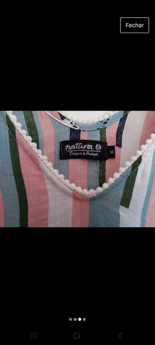 Vestido de verão, cores suaves, solto  - M - Natura