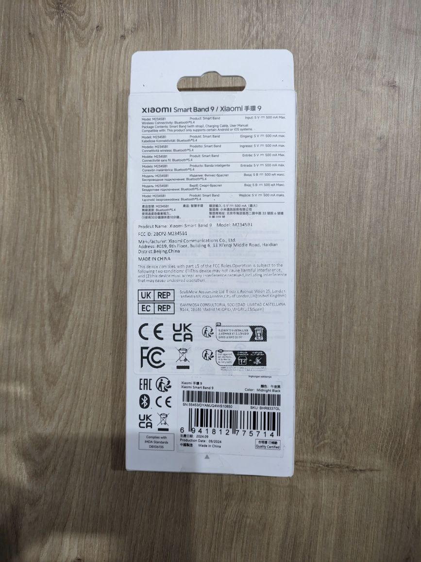 NOWY Xiaomi Mi Band 9 Global Czarny (Xiaomi Smart Band 9)