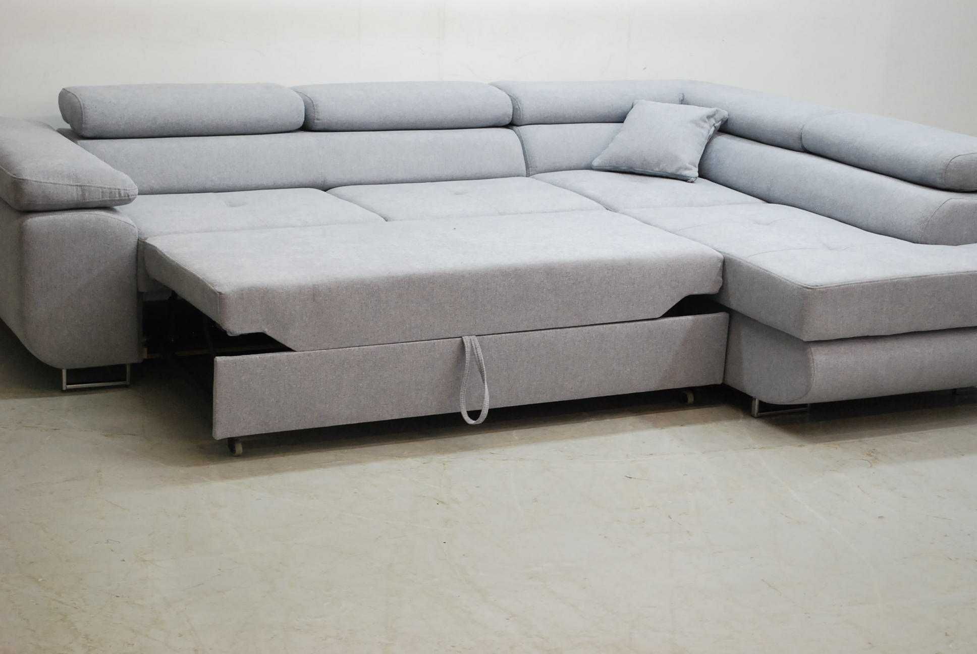 nbw DESIGN NOWOCZESNY narożnik z funkcja spania + pojemnik, sofa tkani
