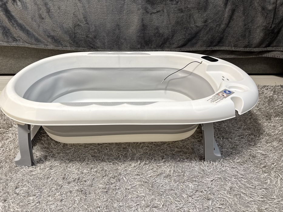 Дитяча складна  ванночка з термометром +лієчка +матрасик дитячий