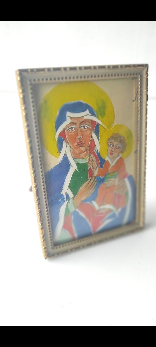 Madonna z Dzieciątkiem Matka Boska, stary obrazek religijny, swiety, r