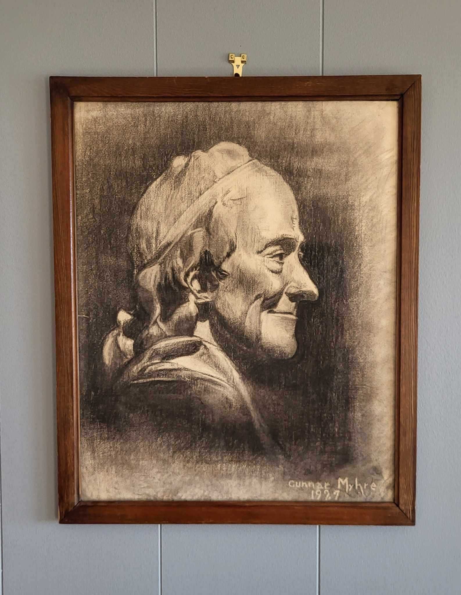 Art deco,2 portrety,ołówek,Gunnar Myhre 1927 r.cena za 2 sztuki