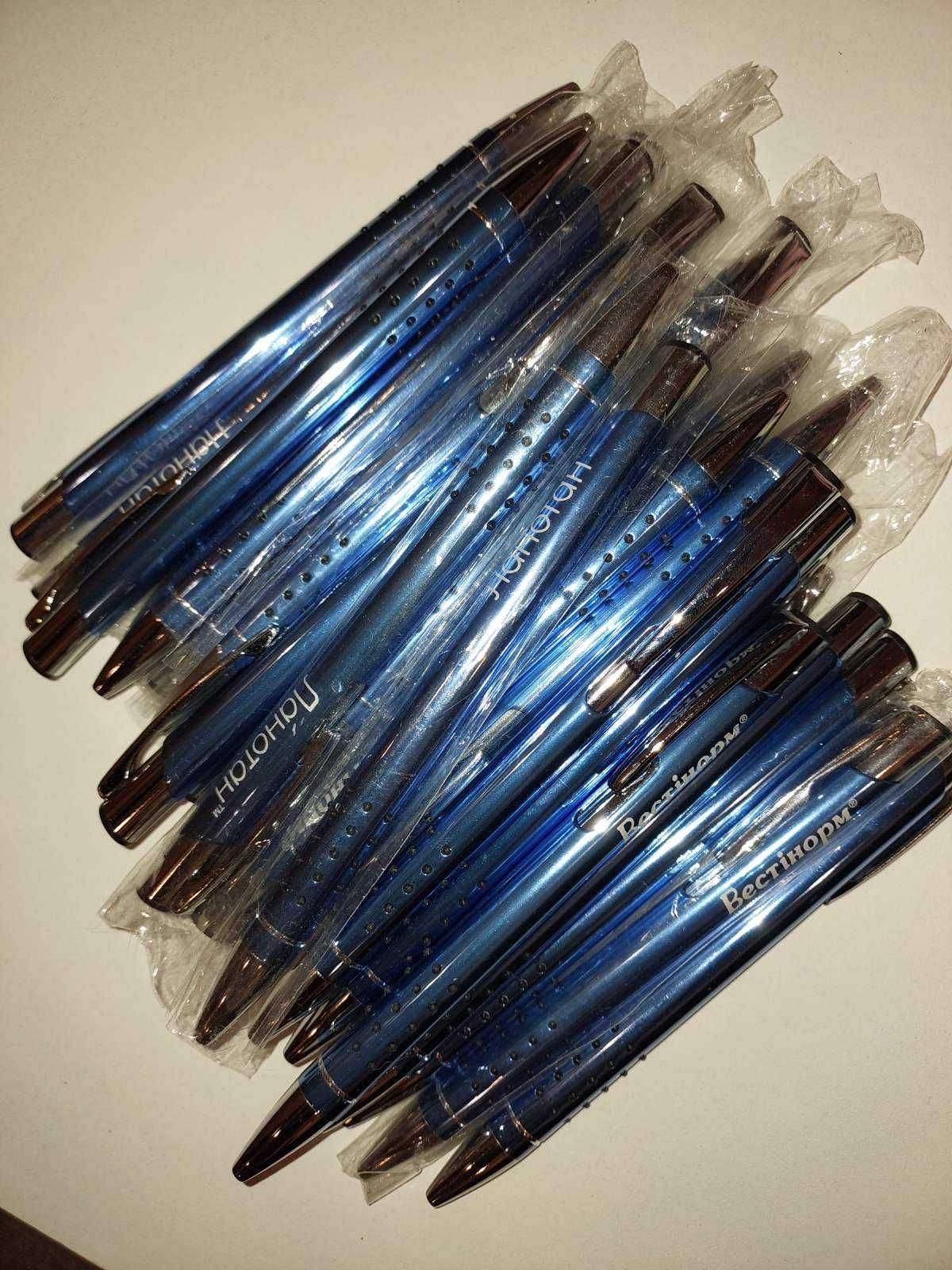 Ручки металлические с синими пастами / ручка