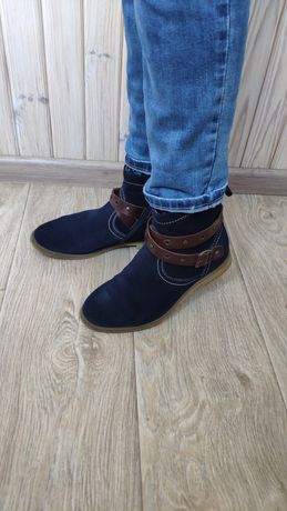 Стильные ботинки Челси синие с ремешками