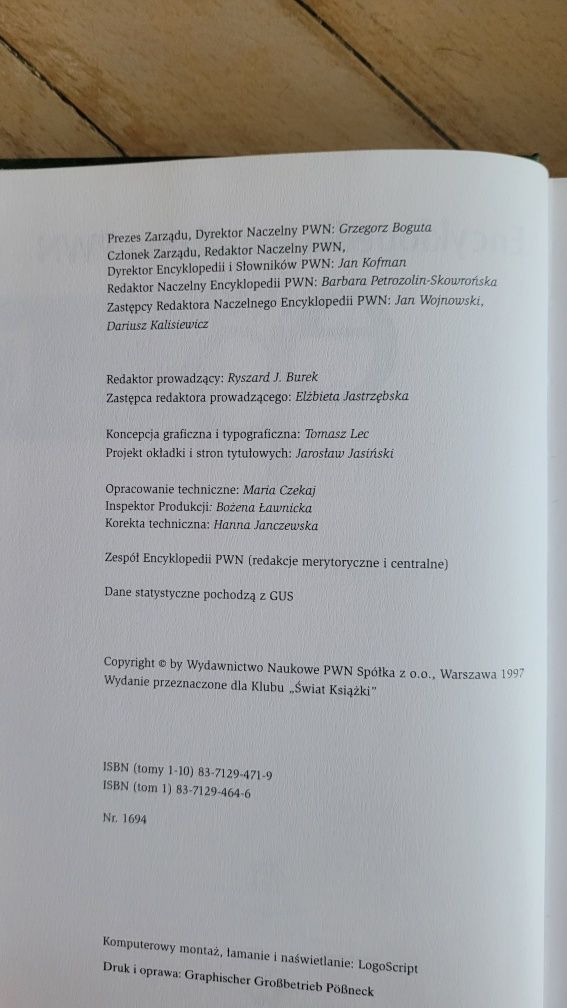 Encyklopedia PWN 10 tomów 1997