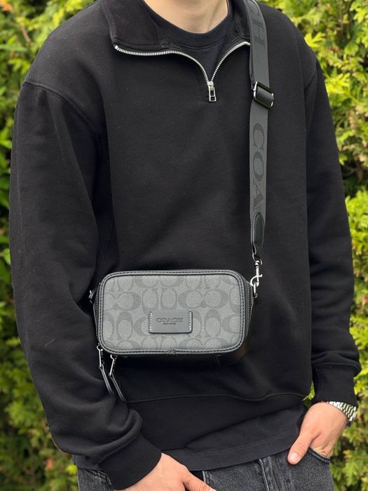 Сумка Coach кросбоди через плечо барсетка Коач мужская Коуч кожаная