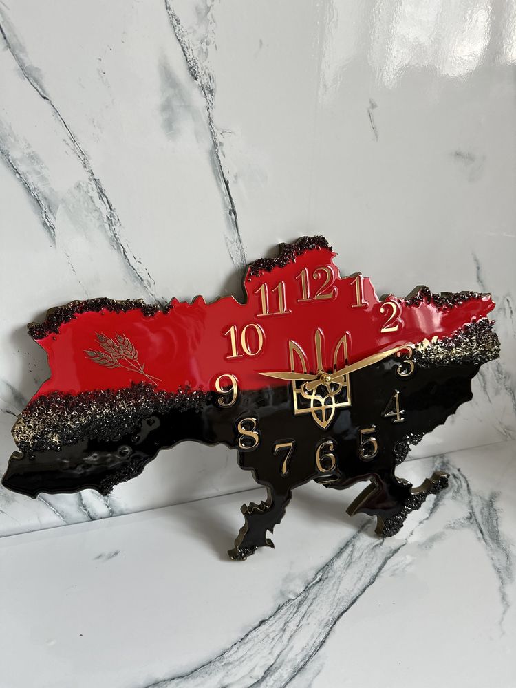 Годинник Україна, часы из эпоксидной смолы, подарунок